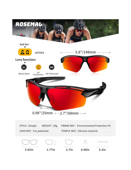 Gafas de sol deportivas Rosemal 7253 polarizadas UV400