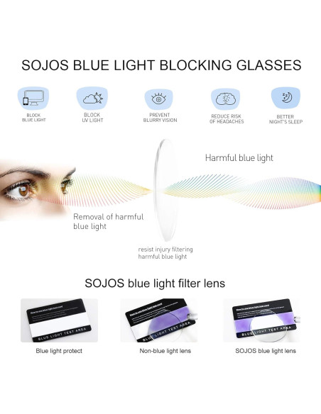 Gafas de luz azul SOJOS Cat Eye para mujer con marco metal