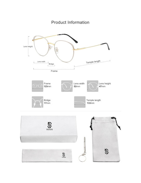 Gafas de luz azul SOJOS Cat Eye para mujer con marco metal