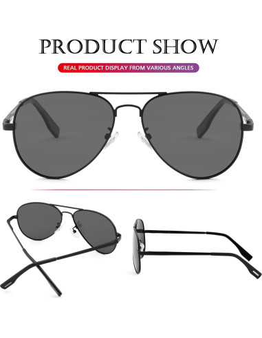 Gafas de sol aviador polarizadas PORADAY 58mm marco metal