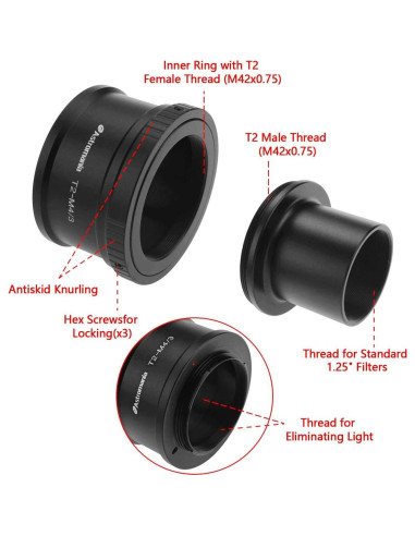 Adaptador Astromania T2 a M42 para Cámaras Olympus M4/3