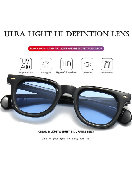 Gafas de sol cuadradas PORADAY negras UV400 unisex