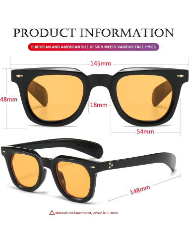 Gafas de sol cuadradas PORADAY unisex con lentes UV400