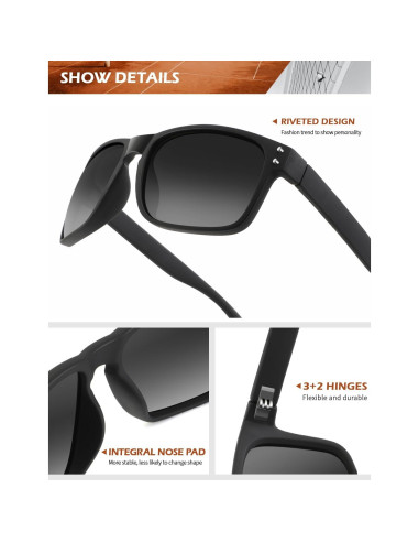 Gafas de Sol Polarizadas KALIYADI Estilo Vintage UV