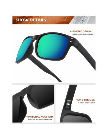 Gafas de Sol Polarizadas KALIYADI 3 Paquete UV Protección