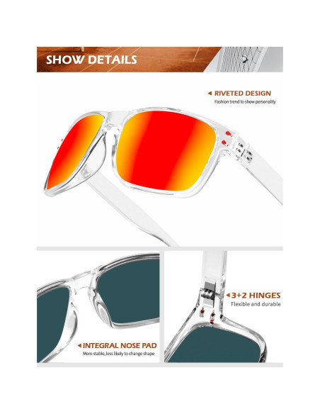 Gafas de Sol Polarizadas KALIYADI Estilo Vintage UV 3 Piezas