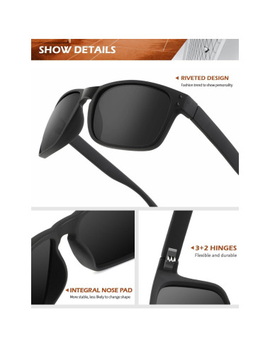 Gafas de Sol Polarizadas KALIYADI Estilo Vintage UV