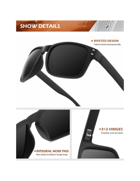 Gafas de Sol Polarizadas KALIYADI 3 Paquete UV Protección