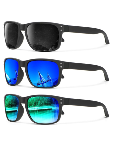 Gafas de Sol Polarizadas KALIYADI 3 Paquete UV Protección