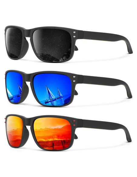 Gafas de Sol Polarizadas KALIYADI Estilo Vintage UV 3 Piezas