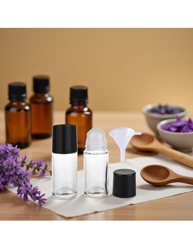 Juego de 2 Botellas Roller de Vidrio Mozff 30ml Negras