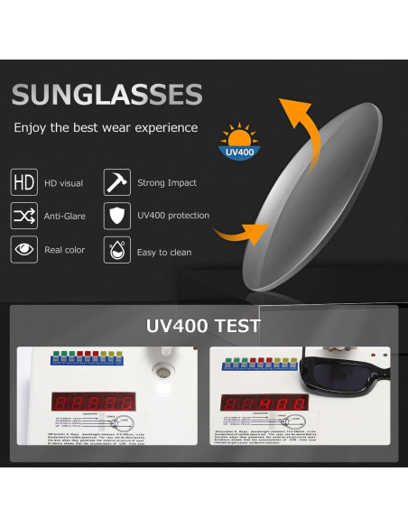 Gafas de sol KIMORN rectangulares UV400 marco negro