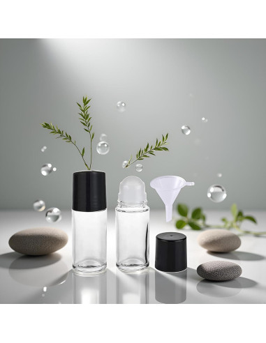 Juego de 2 Botellas Roller de Vidrio Mozff 30ml Negras