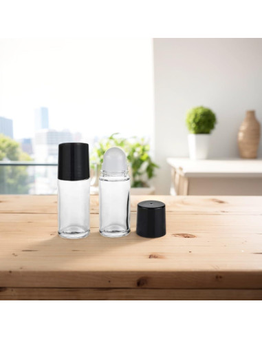 Juego de 2 Botellas Roller de Vidrio Mozff 30ml Negras