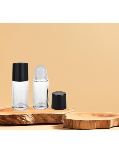 Juego de 2 Botellas Roller de Vidrio Mozff 30ml Negras