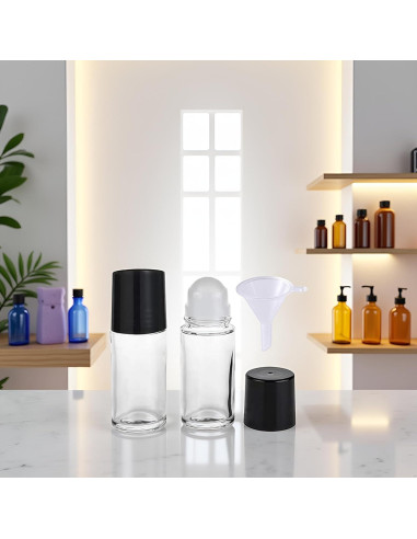 Juego de 2 Botellas Roller de Vidrio Mozff 30ml Negras