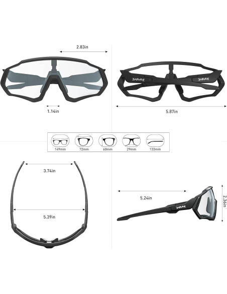 Gafas de Ciclismo KAPVOE Fotoquímicas UV400 para MTB Gafas de Ciclismo KAPVOE Fotoquímicas UV400 para MTB