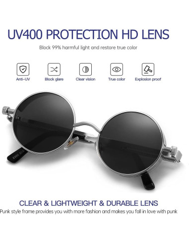 Gafas de sol Steampunk Gysnail UV400 Plata para mujeres
