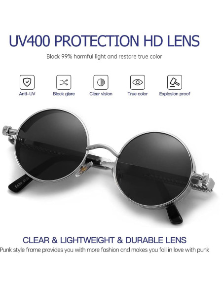Gafas de sol Steampunk Gysnail UV400 Plata para mujeres