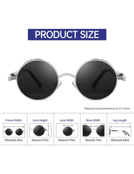 Gafas de sol Steampunk Gysnail UV400 Plata para mujeres
