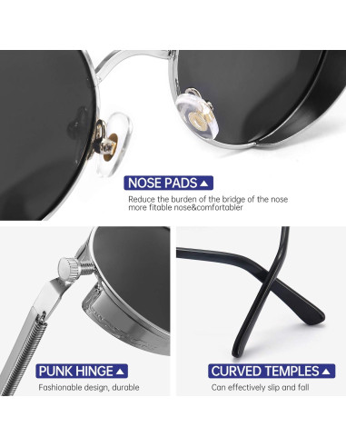 Gafas de sol Steampunk Gysnail UV400 Plata para mujeres