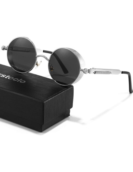 Gafas de sol Steampunk Gysnail UV400 Plata para mujeres