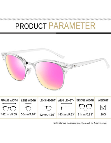 Gafas de sol Joopin H9041 semi sin montura UV400 rosa