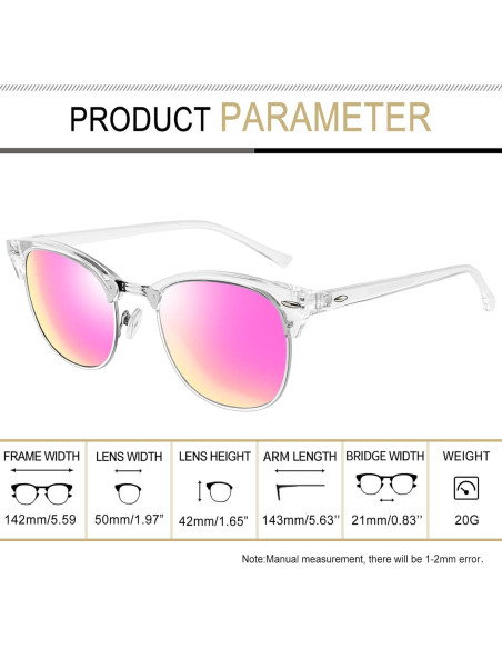 Gafas de sol Joopin H9041 semi sin montura UV400 rosa