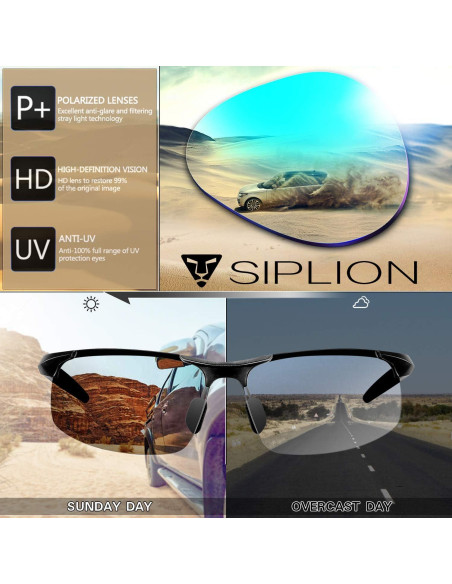 Gafas de sol SIPLION polarizadas para hombres UV400 ligeras