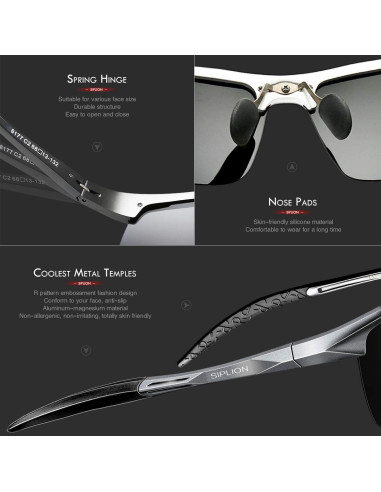 Gafas de sol SIPLION polarizadas para hombres UV400 ligeras
