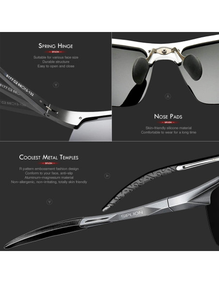 Gafas de sol SIPLION polarizadas para hombres UV400 ligeras