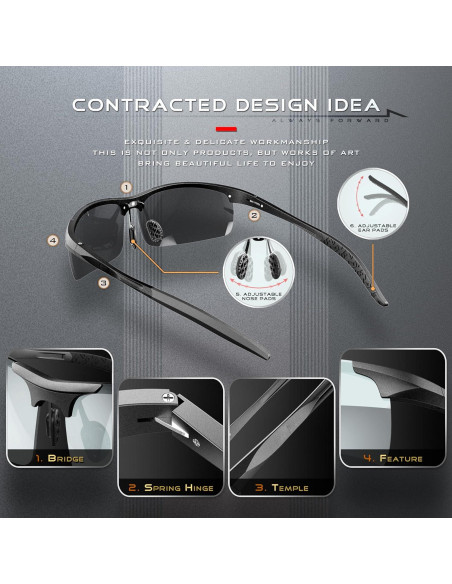 Gafas de sol SIPLION polarizadas para hombres UV400 marco ligero