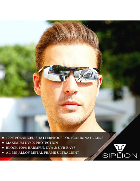 Gafas de sol SIPLION polarizadas para hombres UV400 marco ligero