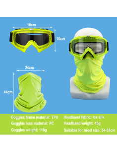 Gafas de Motocicleta LJDJ con Balaclava UV Verde 2