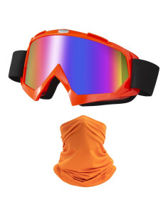 Gafas de Motocicleta LJDJ con Balaclava UV Naranja