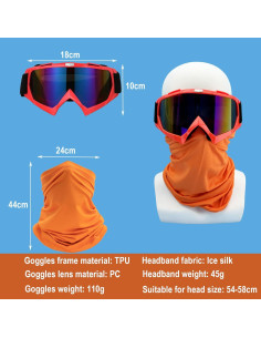 Gafas de Motocicleta LJDJ con Balaclava UV Naranja 2