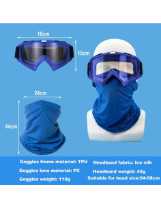 Gafas de Motocicleta LJDJ con Balaclava UV Azul 2
