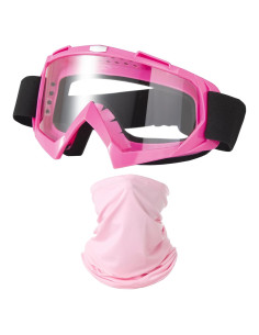 Gafas de Motocicleta LJDJ con Balaclava UV Rosa