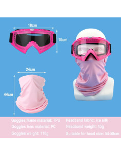 Gafas de Motocicleta LJDJ con Balaclava UV Rosa 2