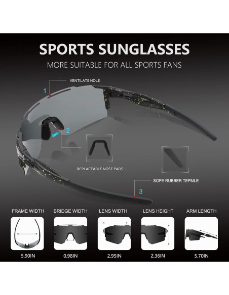 Gafas de sol OULAIQI para ciclismo y deportes con 3 lentes