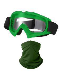 Gafas de Motocicleta LJDJ con Balaclava UV Verde Oscuro