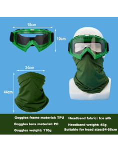 Gafas de Motocicleta LJDJ con Balaclava UV Verde Oscuro 2