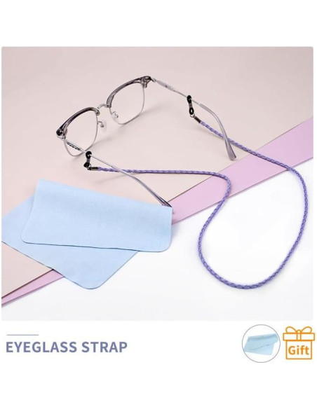 Correa para Gafas BILIONE 6 Pcs Cuero Ajustable Negro