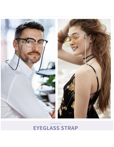 Correa para Gafas BILIONE 6 Pcs Cuero Ajustable Negro