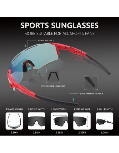 Gafas de sol OULAIQI para ciclismo con 3 lentes intercambiables
