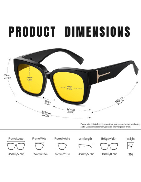 KANASTAL Gafas de Sol Polarizadas UV400 para Sobre Gafas