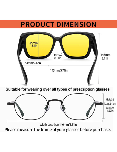 KANASTAL Gafas de Sol Polarizadas UV400 para Sobre Gafas
