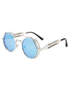 Gafas de sol Steampunk Karsaer Retro Redondas Metal Azul