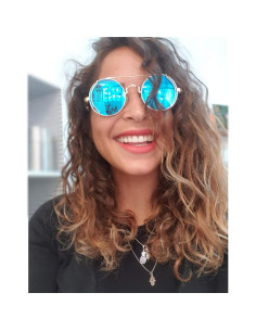 Gafas de sol Steampunk Karsaer Retro Redondas Metal Azul 2