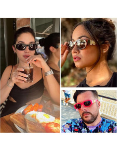 Gafas de sol rectangulares HYCREDI UV400 moda vintage 2